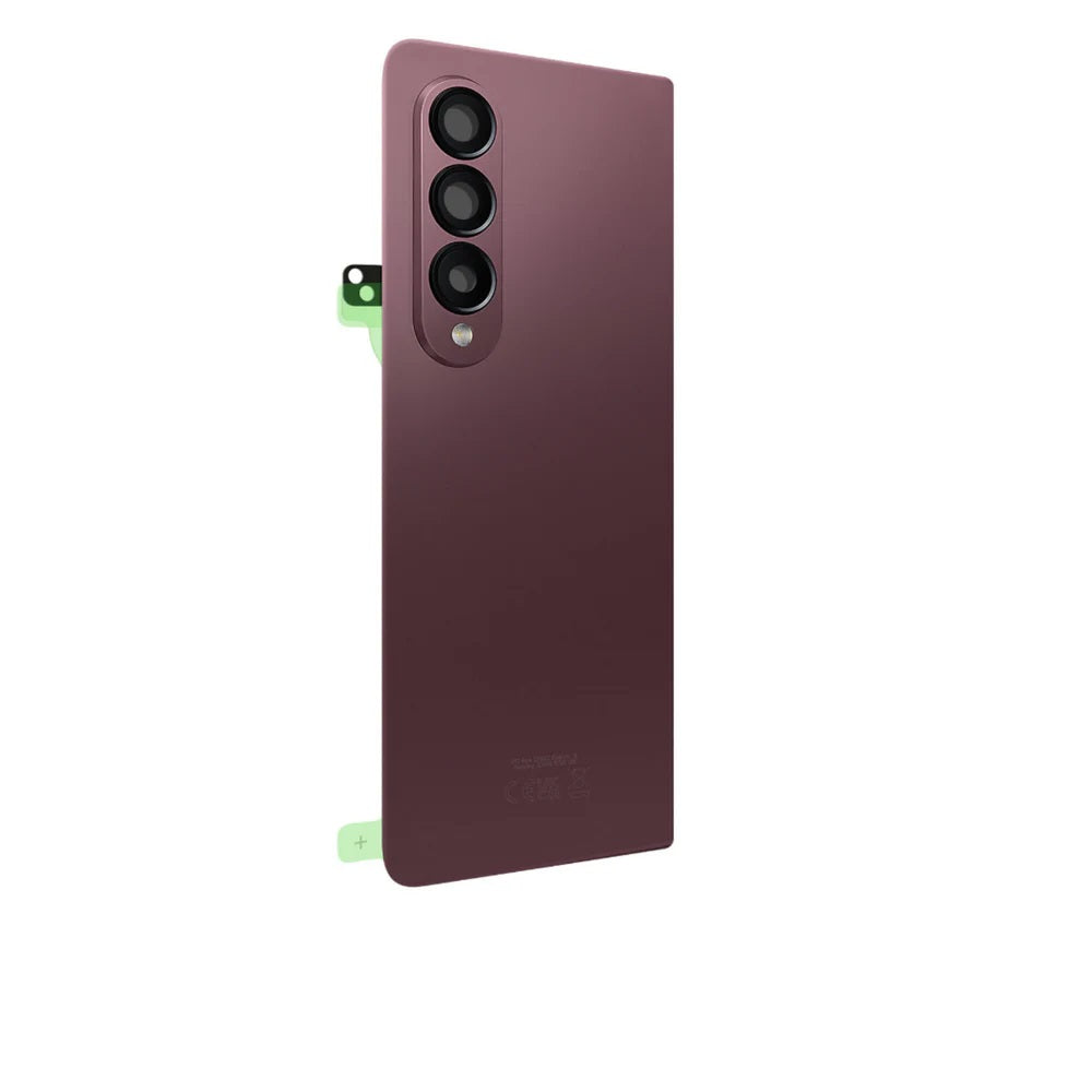 For Samsung Z Fold 4 Back Glass Cover Waterproof Housing Door with Camera Glass Lens (Burgundy)
