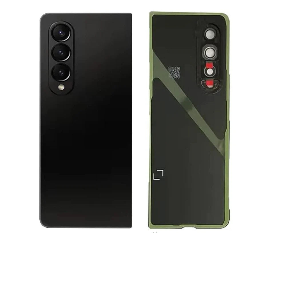For Samsung Z Fold 4 Back Glass Cover Waterproof Housing Door with Camera Glass Lens (Phantom Black)