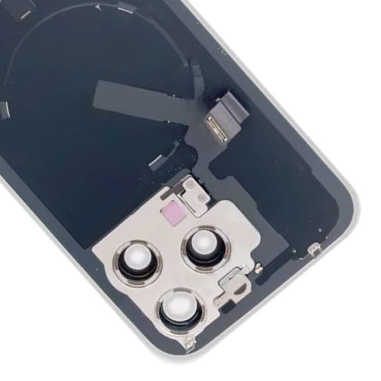 For iPhone 15 Pro Max Glass Battery Back Cover with Flash Bracket + Wireless Charging Module(White)