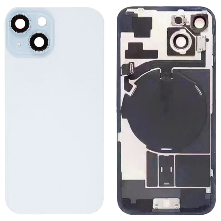 For iPhone 15 Glass Battery Back Cover with Flash Bracket + Wireless Charging Module(Blue)
