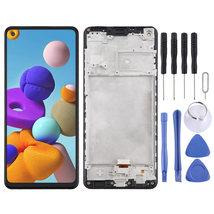 OEM LCD Screen for Samsung Galaxy A21s / SM-A217 Digitizer Full Assembly with Frame (Black)