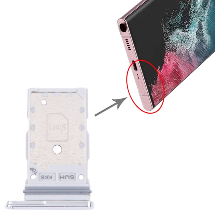 For Samsung Galaxy S22 Ultra 5G SM-S908B Original SIM Card Tray + SIM Card Tray (White)