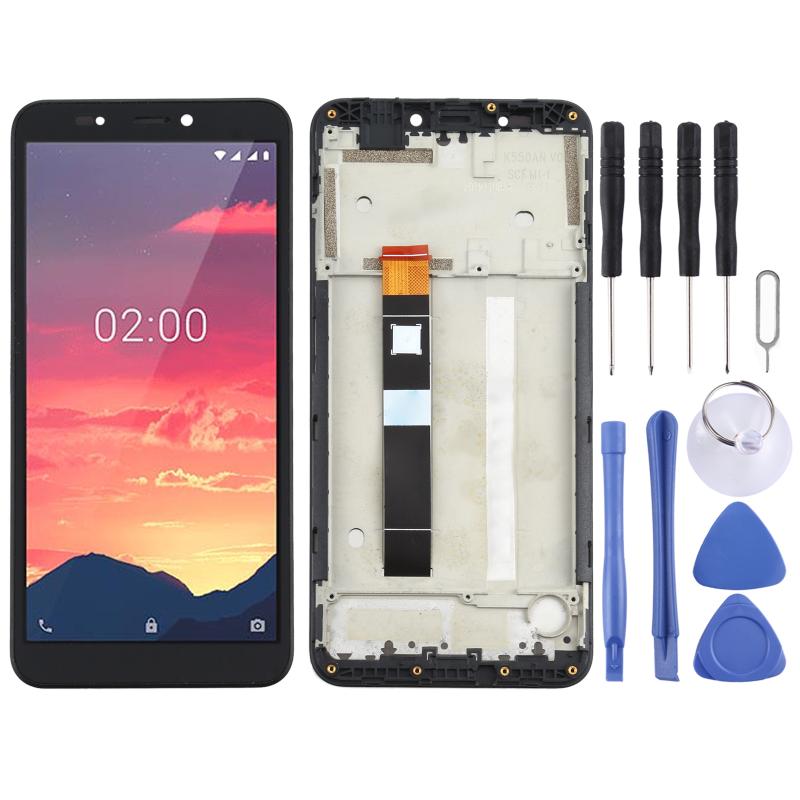 Nokia C2 Screen Replacement – With Frame (Black)