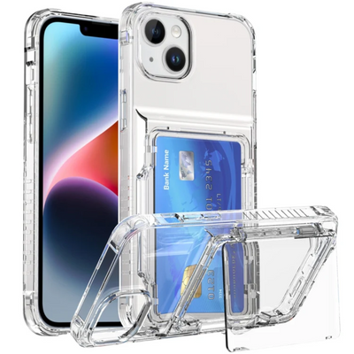 For iPhone 16 15 14 13 12 11 XR X 8 7 Clear Case with Card Slot Holder