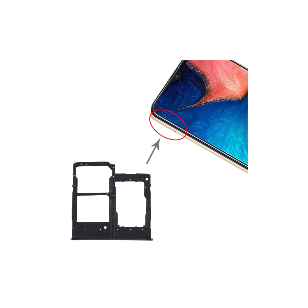 Samsung Galaxy A20e SIM & Micro SD Card Tray Replacement Black | E-Tech61