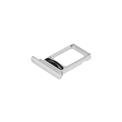 iPhone 14 Pro / Pro Max Silver SIM card tray, angled view showing rubber seal