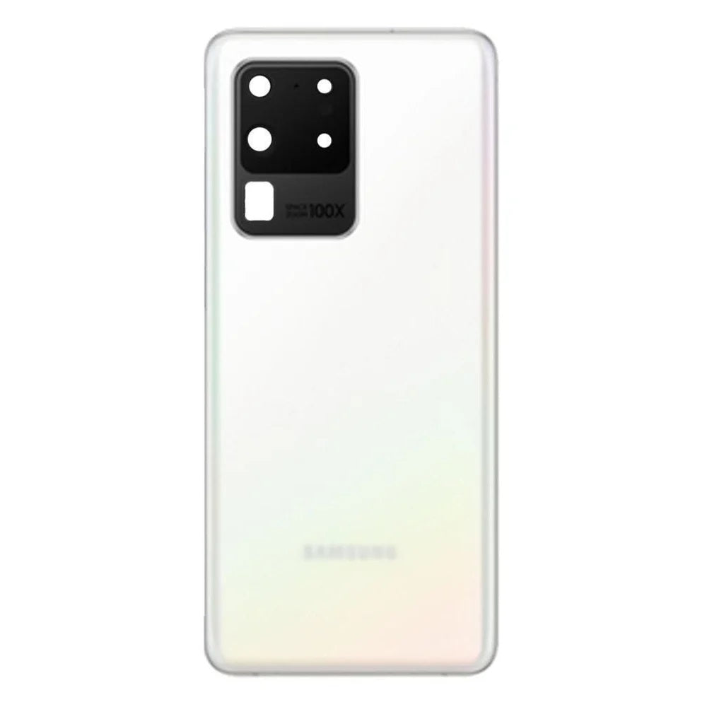 For Samsung Galaxy S20 Ultra Replacement Rear Battery Cover Inc Camera Lens Frame with Adhesive (Cloud White) E-Tech61