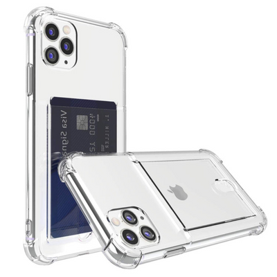 For iPhone 16 15 14 13 12 11 XR X 8 7 Clear Case with Card Slot Holder