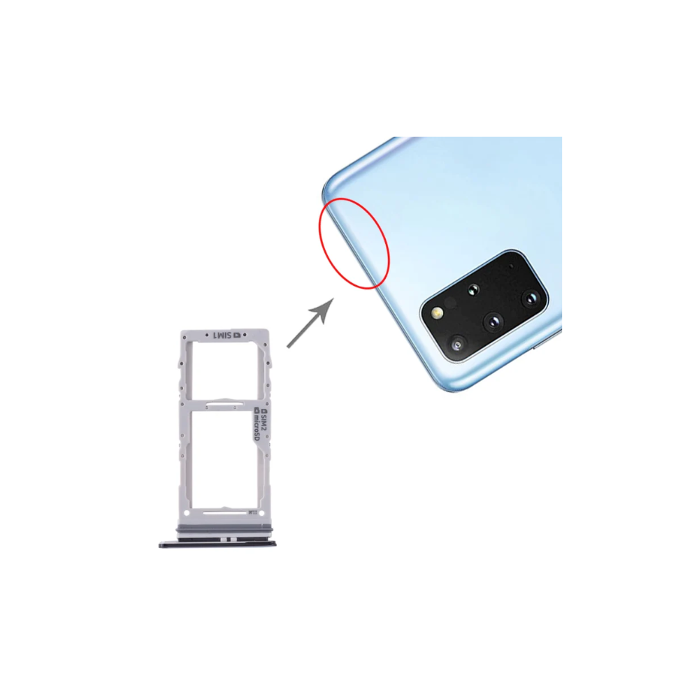 For Samsung Galaxy S20 Plus G985F Replacement Dual Sim Card Tray (Black) E-Tech61