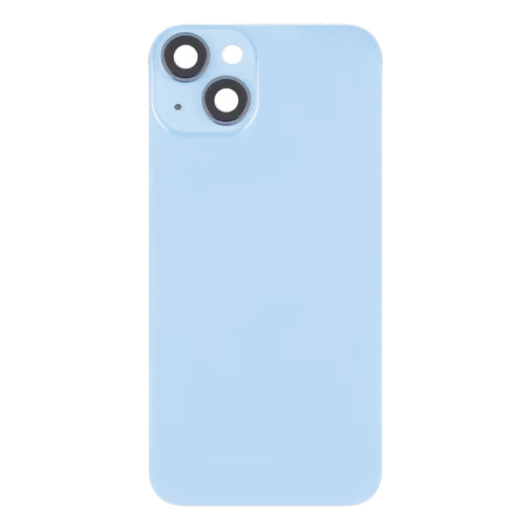 For iPhone 14 Plus Glass Battery Back Cover with Flash Bracket + Wireless Charging Module(Blue)
