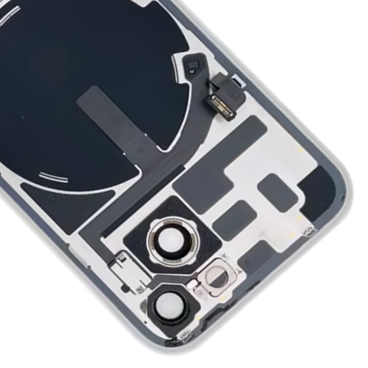 For iPhone 14 Glass Battery Back Cover with Flash Bracket + Wireless Charging Module(Black)