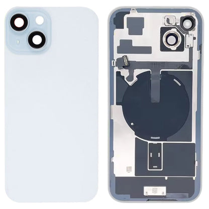 For iPhone 15 Plus Glass Battery Back Cover with Flash Bracket + Wireless Charging Module(Blue)