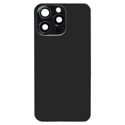 For iPhone 15 Pro Max Glass Battery Back Cover with Flash Bracket + Wireless Charging Module(Black)