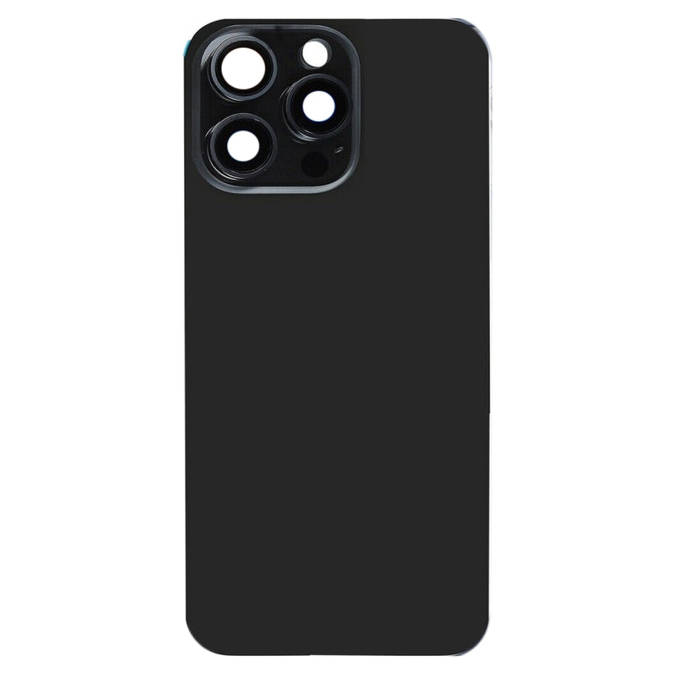 For iPhone 15 Pro Max Glass Battery Back Cover with Flash Bracket + Wireless Charging Module(Black)