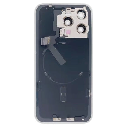 For iPhone 15 Pro Max Glass Battery Back Cover with Flash Bracket + Wireless Charging Module(Black)