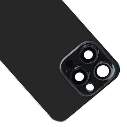For iPhone 15 Pro Max Glass Battery Back Cover with Flash Bracket + Wireless Charging Module(Black)