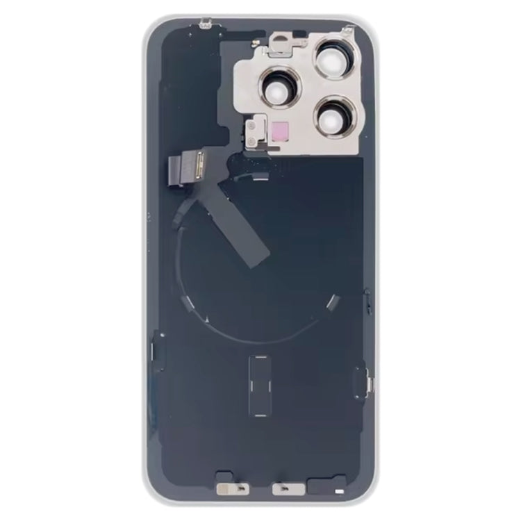 For iPhone 15 Pro Max Glass Battery Back Cover with Flash Bracket + Wireless Charging Module(Titanium gray)