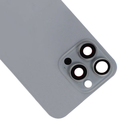 For iPhone 15 Pro Max Glass Battery Back Cover with Flash Bracket + Wireless Charging Module(Titanium gray)