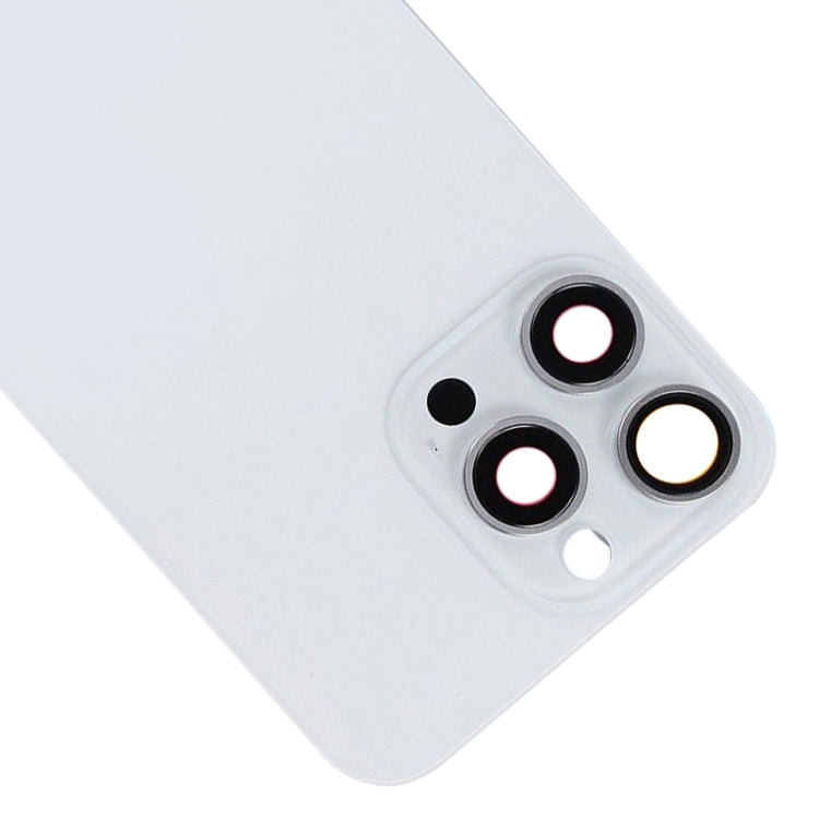 For iPhone 15 Pro Max Glass Battery Back Cover with Flash Bracket + Wireless Charging Module(White)