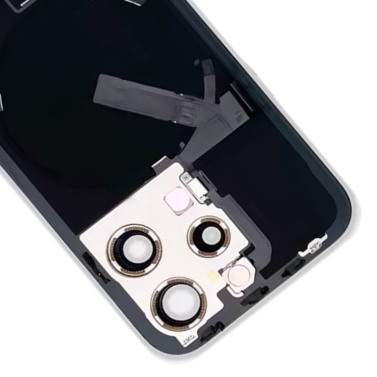 For iPhone 15 Pro Glass Battery Back Cover with Flash Bracket + Wireless Charging Module(White)