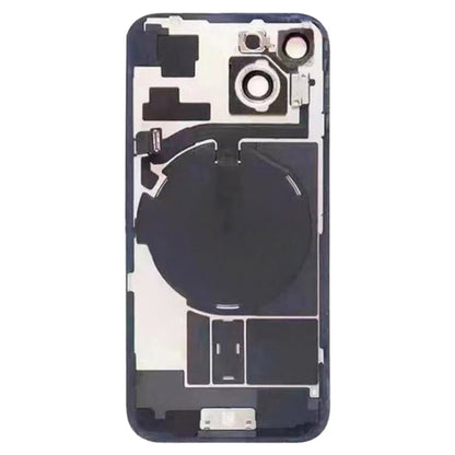 For iPhone 15 Glass Battery Back Cover with Flash Bracket + Wireless Charging Module(Black)
