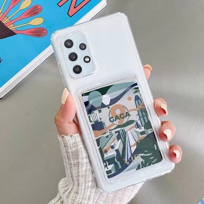 For Samsung Galaxy S20 S21 S22 S23 S24 S25 Note 20 Clear Case with Card Slot