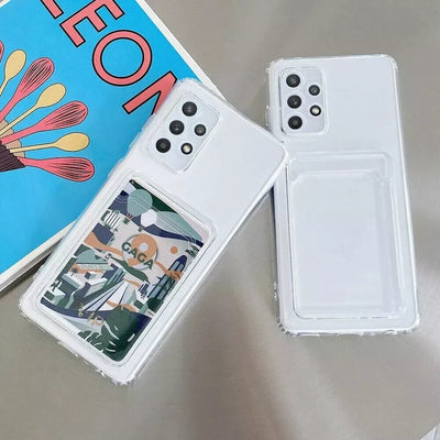 For Samsung Galaxy S20 S21 S22 S23 S24 S25 Note 20 Clear Case with Card Slot