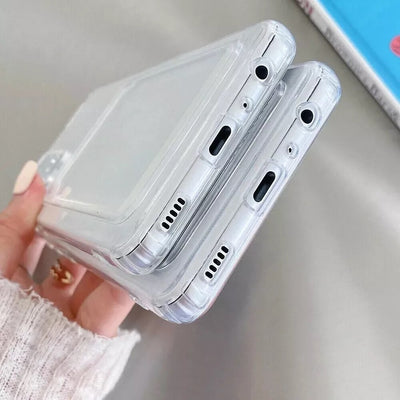 For Samsung Galaxy S20 S21 S22 S23 S24 S25 Note 20 Clear Case with Card Slot