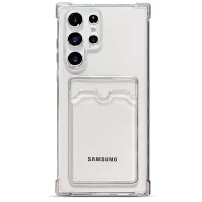 For Samsung Galaxy S20 S21 S22 S23 S24 S25 Note 20 Clear Case with Card Slot